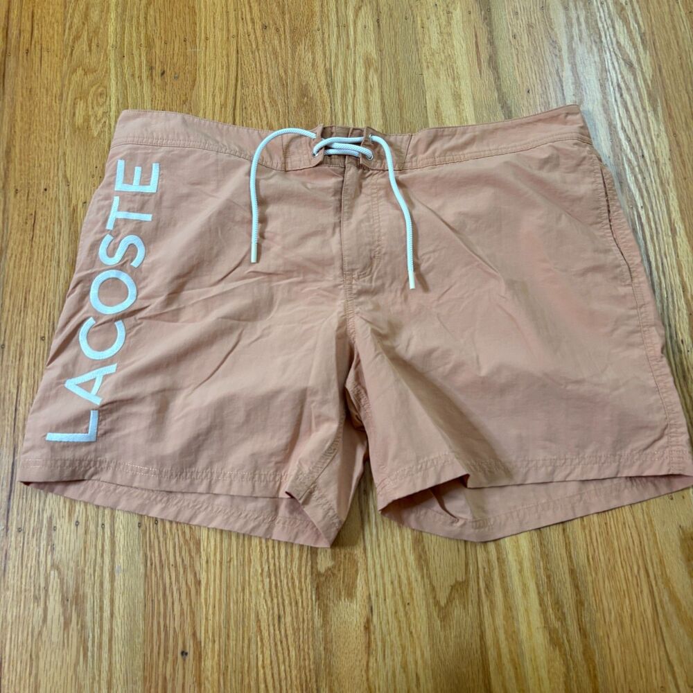 LACOSTE Light Orange Swim Trunks Mens Size XL Summer Beach